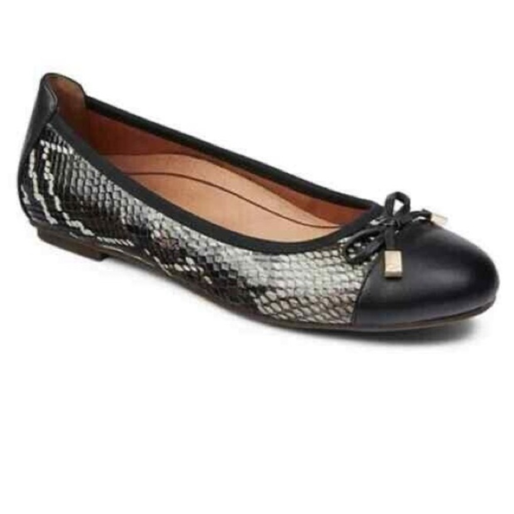 Black Snake-Print Ballet Flat with Bow